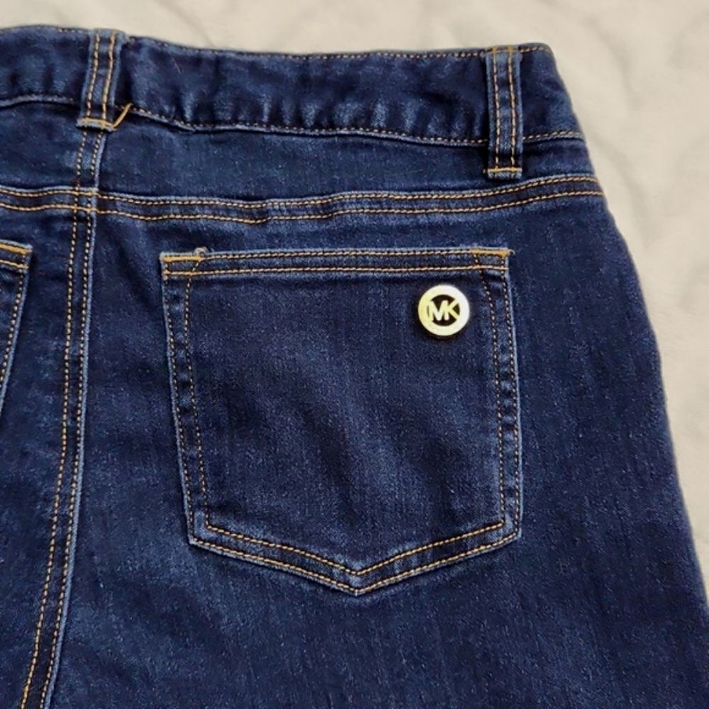 Michael Kors Skinny Jeans Women's Size 2 Dark Wash Gold Zip Pocket Stretch Denim - Picture 11 of 12